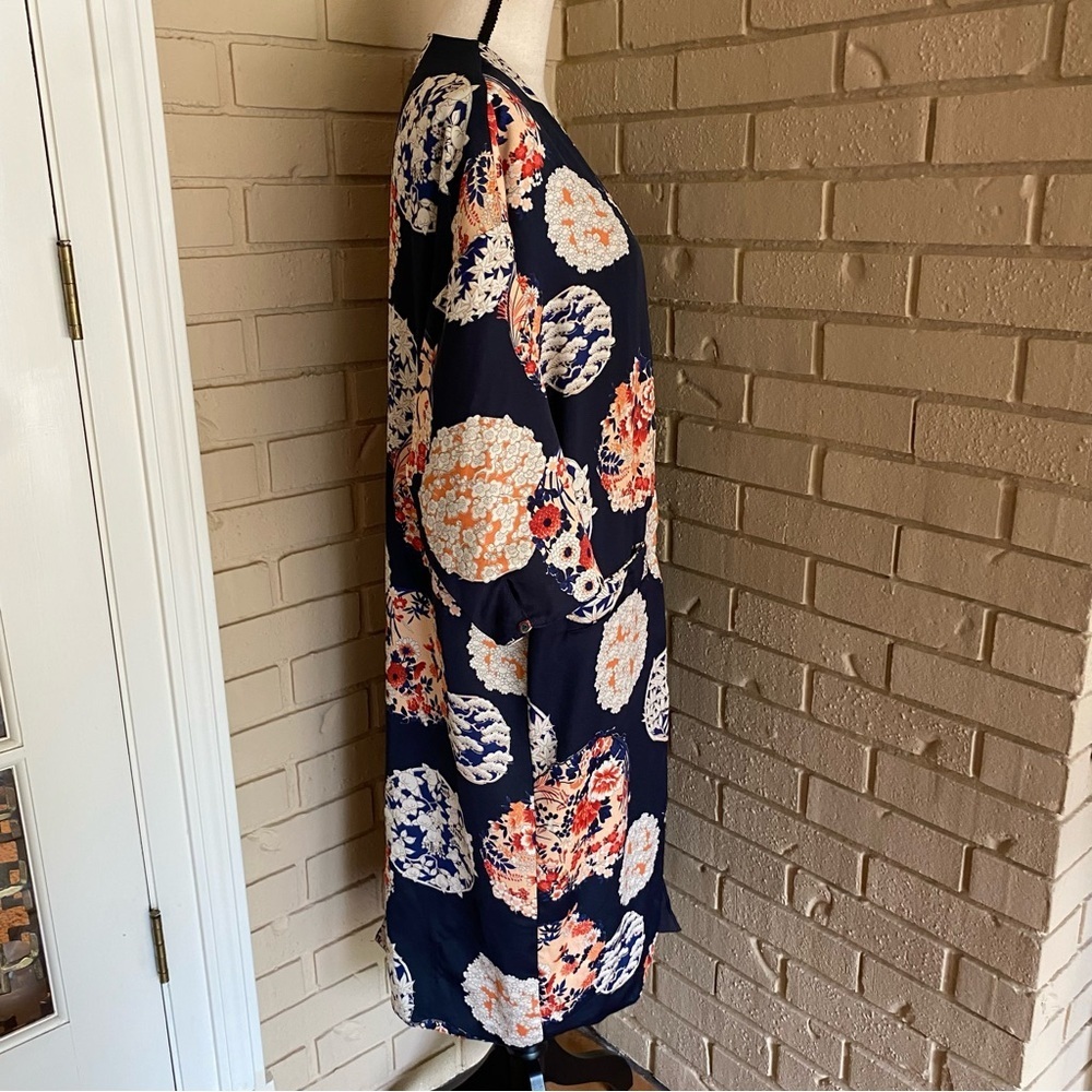 TRF Outerwear Zara Kimono Jacket Women S M Floral Duster Boho Artsy Japanese - Picture 5 of 12